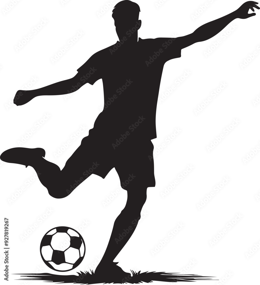 footballer playing football vector silhouette footballer playing football vector silhouette