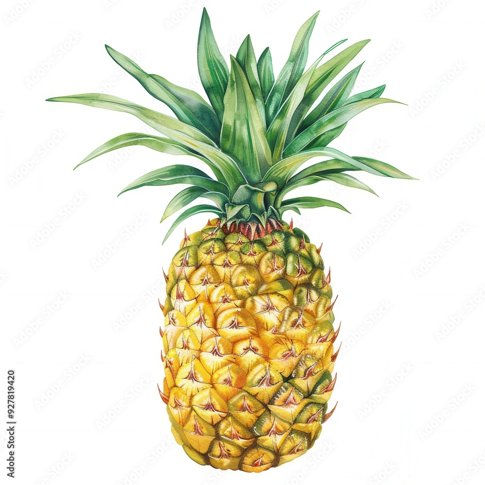 Fototapeta premium Fresh pineapple over plain background
