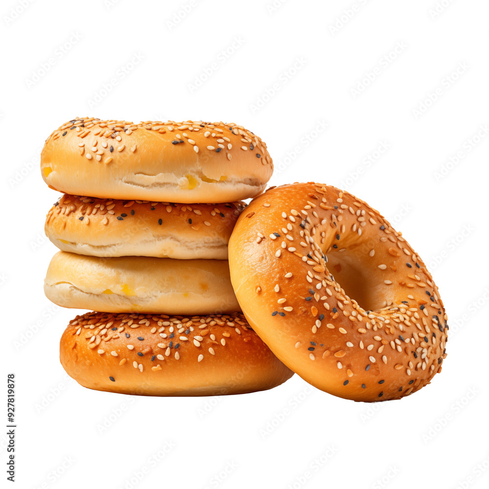 Fresh bagel isolated on transparent background, png