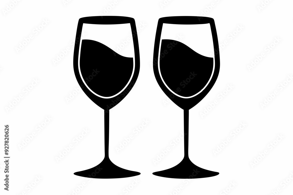 Wine glass icon, two wine glasses vector silhouette Wine glass icon, two wine glasses vector silhouette
