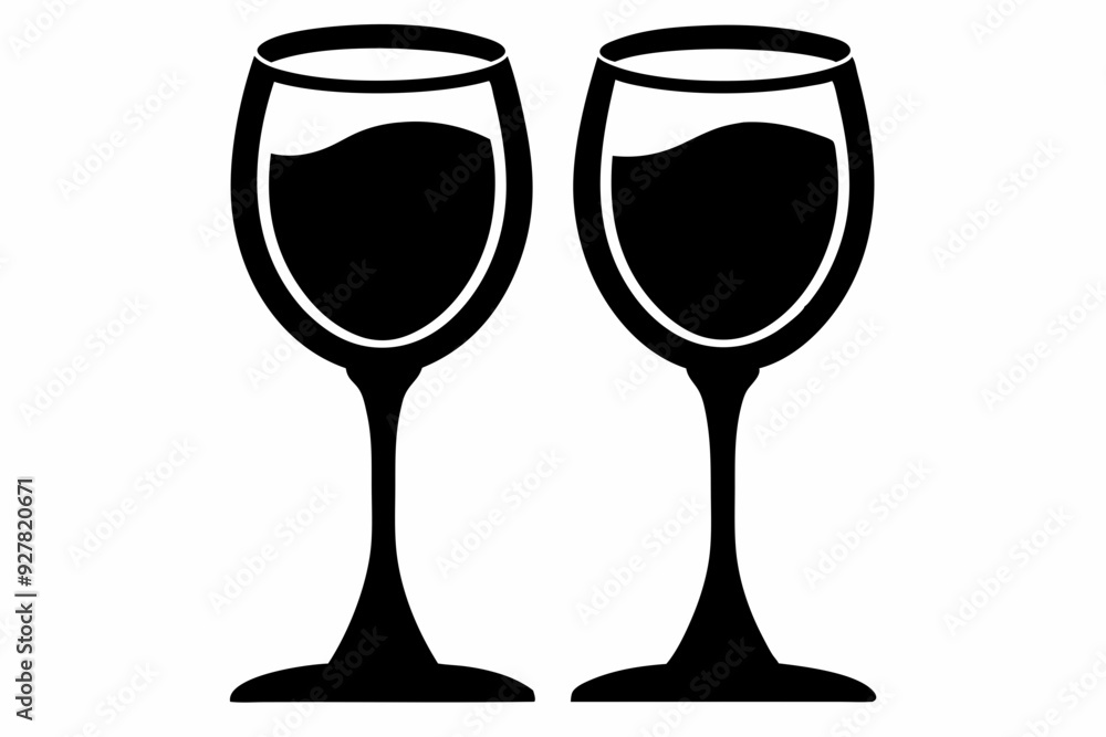 Wine glasses silhouette vector, wine icon, cheers with wine glasses. vector illustration
Wine glasses silhouette vector, wine icon, cheers with wine glasses. vector illustration
