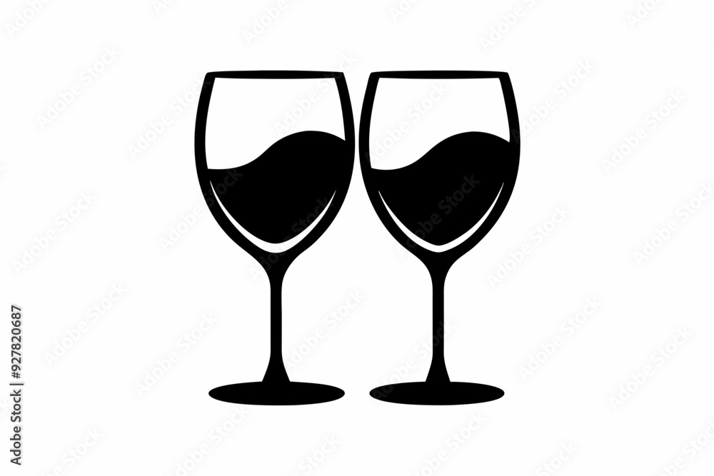 Wine glasses silhouette vector, wine icon, cheers with wine glasses. vector illustration
Wine glasses silhouette vector, wine icon, cheers with wine glasses. vector illustration