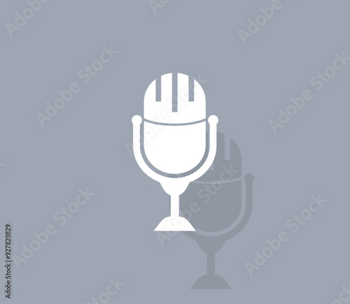 Vector icon of white color with shadow on gray background