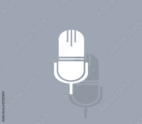 Vector icon of white color with shadow on gray background