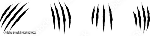 Animal Claw scratches icons set vector. Claws silhouette, claw marks
