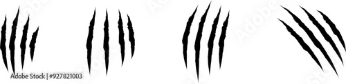 Animal Claw scratches icons set vector. Claws silhouette, claw marks