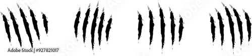 Animal Claw scratches icons set vector. Claws silhouette, claw marks