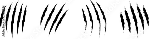 Animal Claw scratches icons set vector. Claws silhouette, claw marks