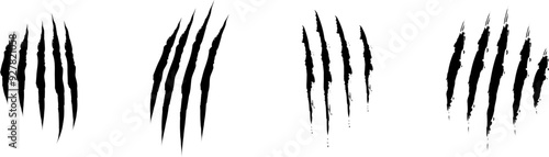 Animal Claw scratches icons set vector. Claws silhouette, claw marks
