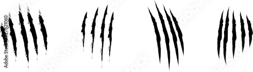 Animal Claw scratches icons set vector. Claws silhouette, claw marks