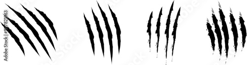 Animal Claw scratches icons set vector. Claws silhouette, claw marks