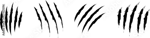 Animal Claw scratches icons set vector. Claws silhouette, claw marks