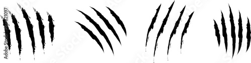 Animal Claw scratches icons set vector. Claws silhouette, claw marks
