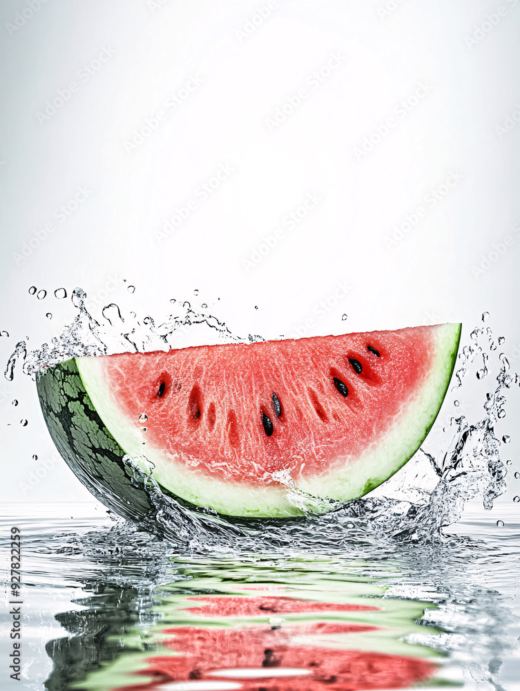 Watermelon with water splashes on a white background. Isolated Watermelon with water splashes on a white background. Isolated