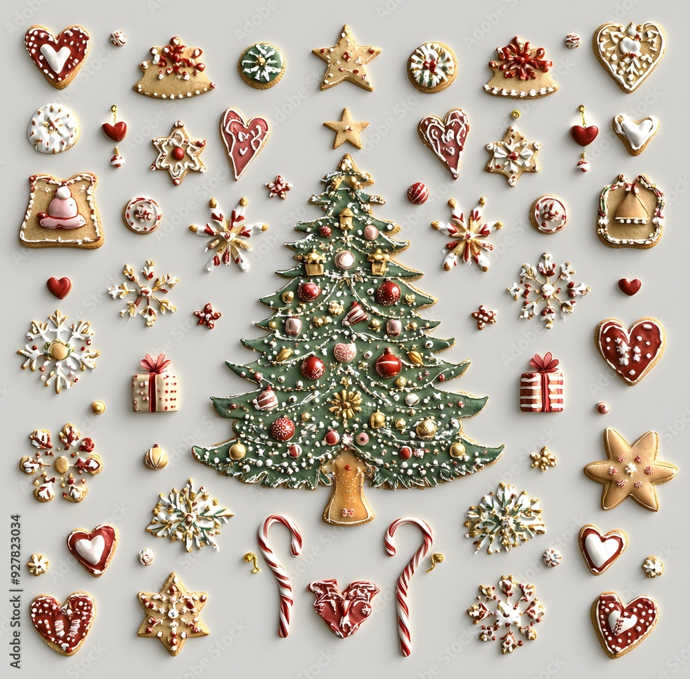 Christmas gingerbread cookies and christmas tree Christmas gingerbread cookies and christmas tree