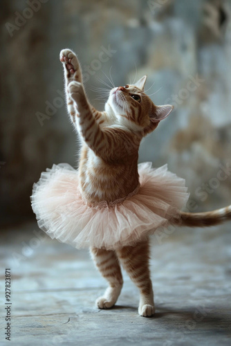 A portrait of a cat dressed as a ballerina