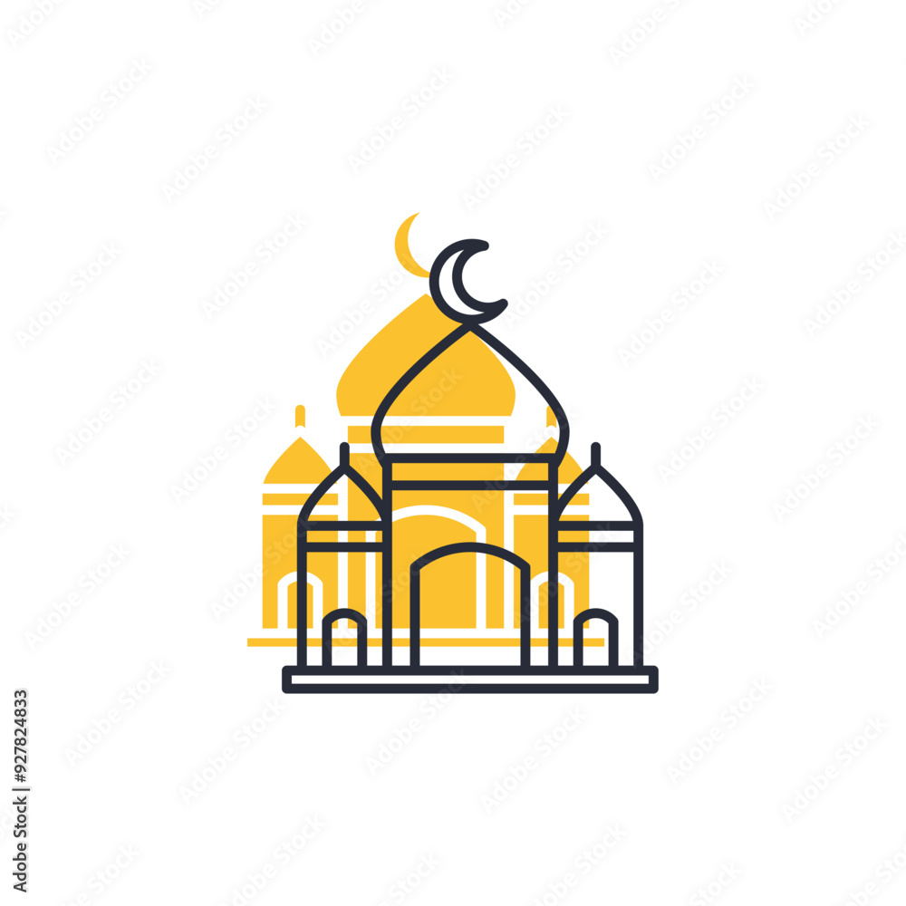 Mosque icon vector illustration. Mosque symbol isolated on white background Mosque icon vector illustration. Mosque symbol isolated on white background