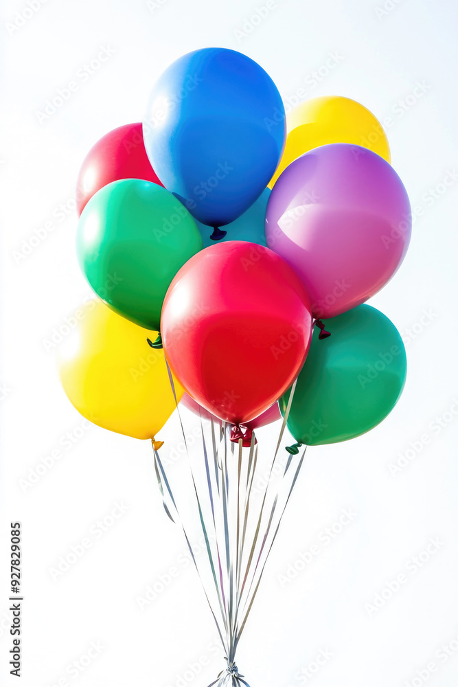 A bundle of colorful balloons, isolated on a white background. A bundle of colorful balloons, isolated on a white background.