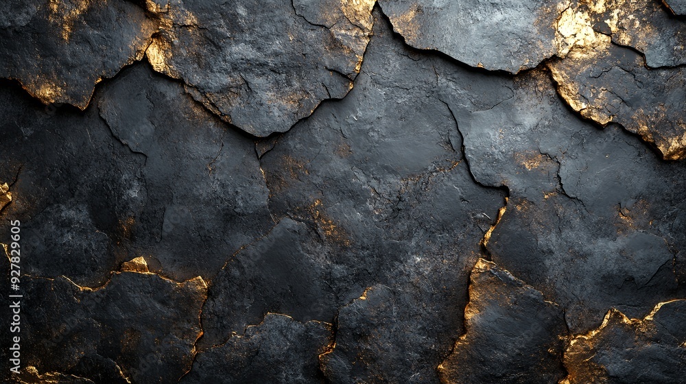 Black and Gold Cracked Stone Texture. Black and Gold Cracked Stone Texture.