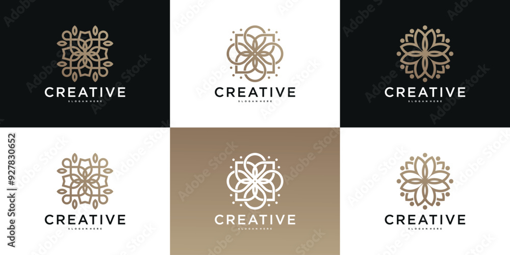 Fototapeta premium set of flower logo design, beauty salon concept. Premium Vector