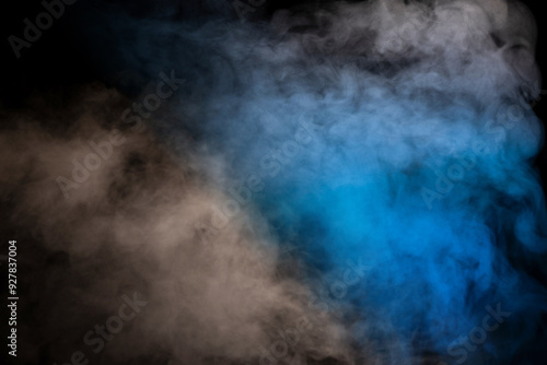 Blue and yellow steam on a black background.