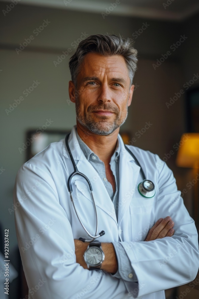 Doctor in a consultation room offering telemedicine advice Doctor in a consultation room offering telemedicine advice