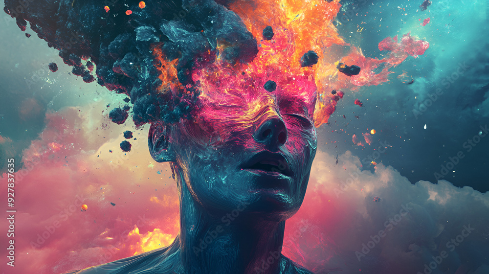 illustration of annual collective mind concept art exploding mind inner ...