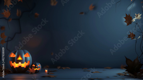 Halloween pumpkin jack-o-lantern graphic background 3D illustration