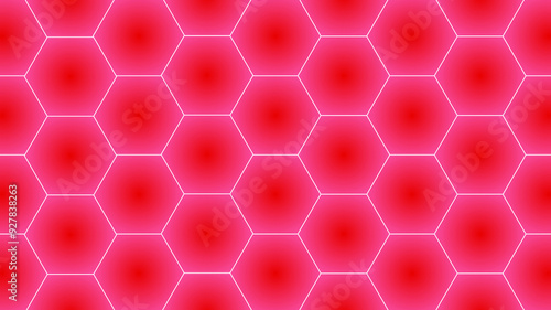 Abstract red geometrical hexagonal background, red honeycomb with dark dots, geometric pattern and geometric background. vector Abstract background red honeycomb