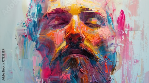 Abstract Portrait of Jesus Christ with Vibrant Brush Strokes.