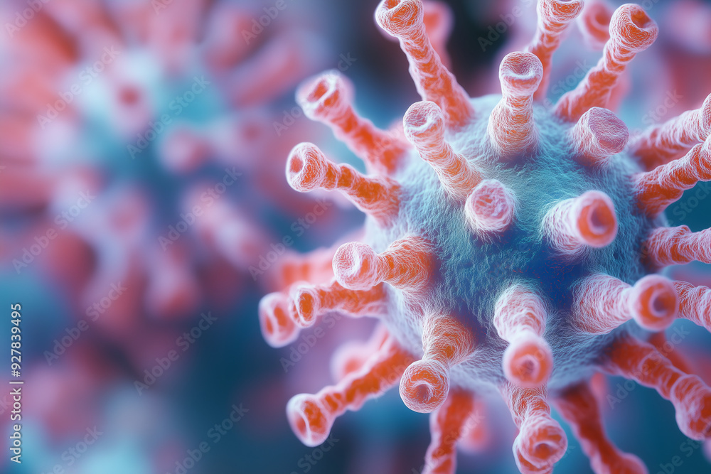 Microscopic 3D image visualization of monkey pox virus close up macro detail. Global pandemic concept background. Microscopic 3D image visualization of monkey pox virus close up macro detail. Global pandemic concept background.