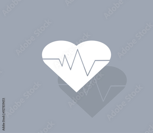 Vector icon of white color with shadow on gray background