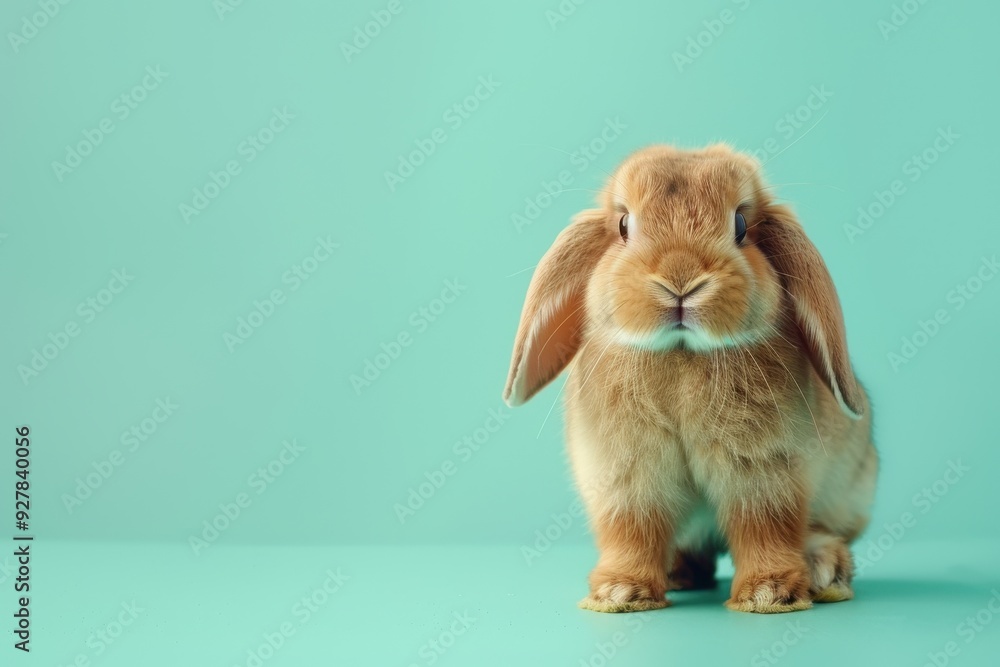 Adorable baby holland lop rabbit on green background Cute pose Adorable baby holland lop rabbit on green background Cute pose