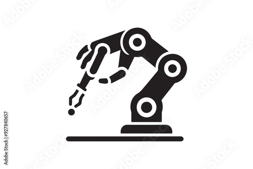 Computer Numerical Control Black Line & Fill Vector Icon. Robotic hand vector silhouette