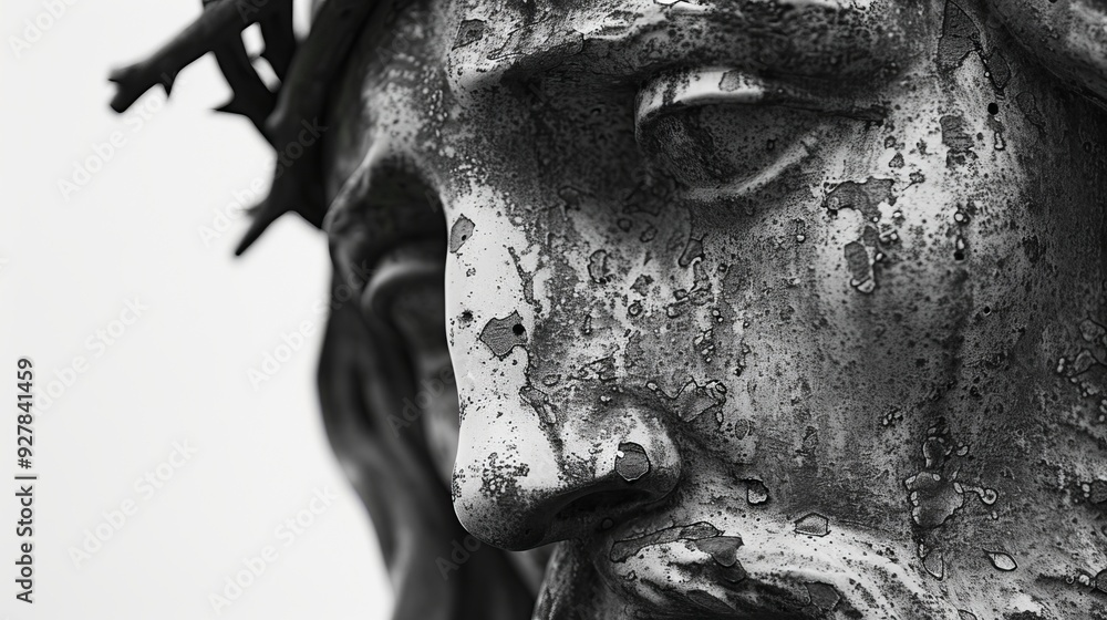 Detailed Close Up of Jesus Christ Statue in Classic Black and White. Detailed Close Up of Jesus Christ Statue in Classic Black and White.