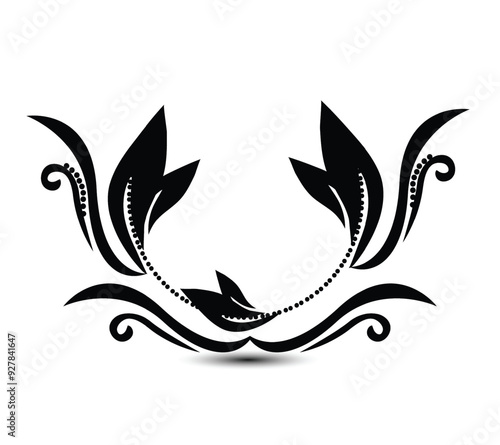 white background black Leaf Icons and Symbols ring shape 