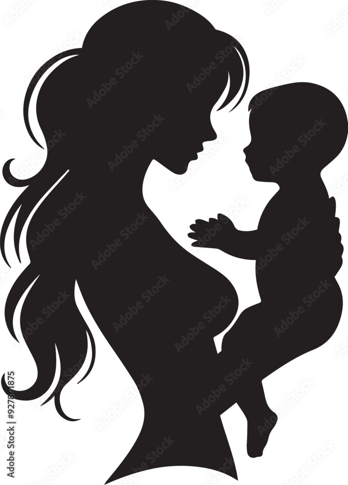 Mother and baby silhouette vector art illustration Mother and baby silhouette vector art illustration