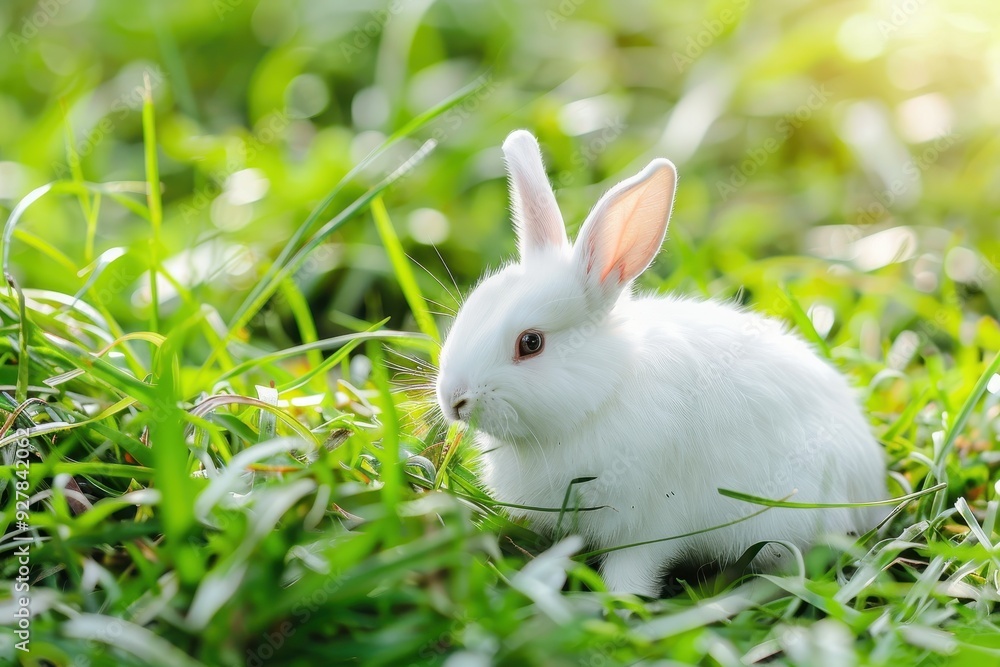 Cute little bunny frolicking in grass Cute little bunny frolicking in grass
