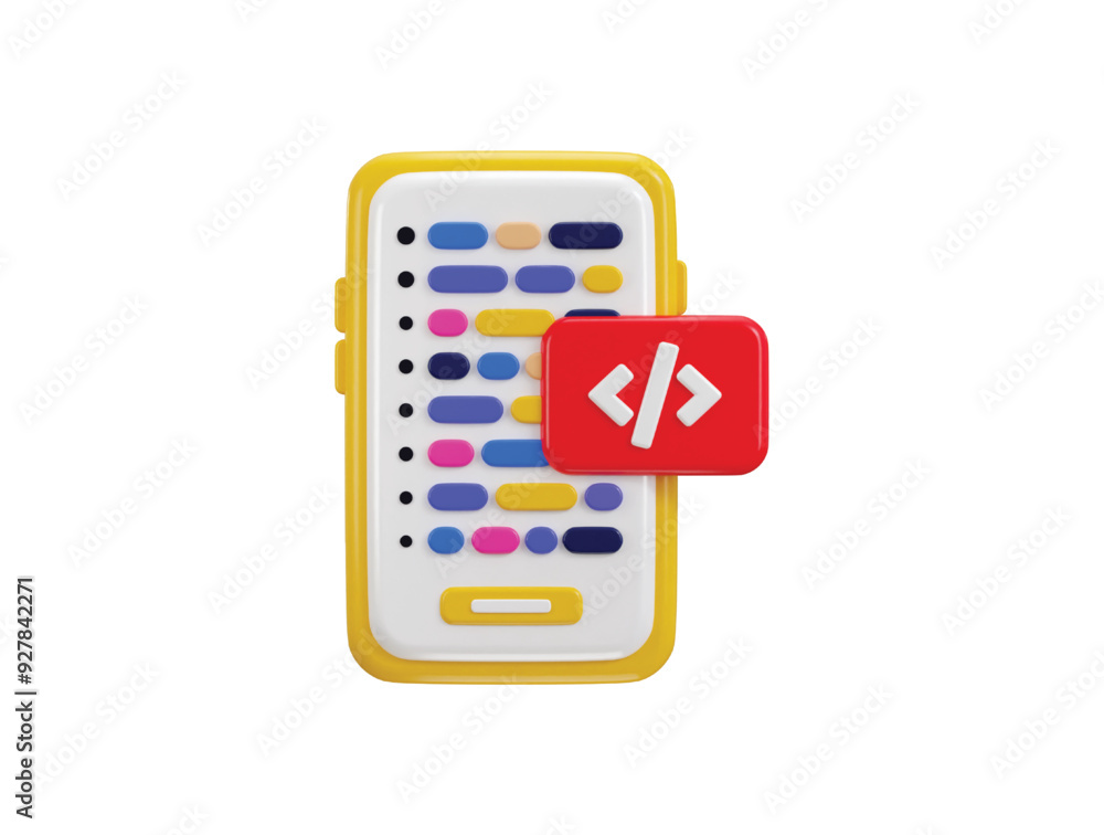 Smart phone and program code development coding icon concept of mobile app development icon 3d render Smart phone and program code development coding icon concept of mobile app development icon 3d render