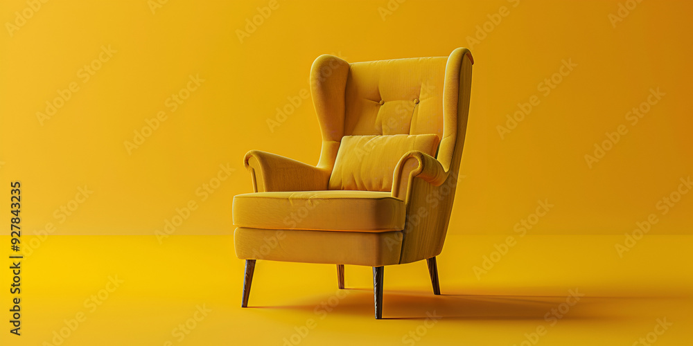 Stylish Yellow Armchair on Matching Monochrome Background Stylish Yellow Armchair on Matching Monochrome Background