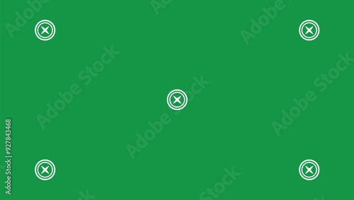 Green screen background, VFX motion tracking markers. Art design green screen backdrop template. Abstract concept video footage replacement tracking markers element.	