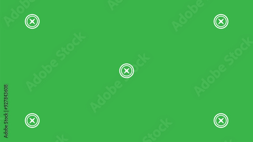 Green screen background, VFX motion tracking markers. Art design green screen backdrop template. Abstract concept video footage replacement tracking markers element.	