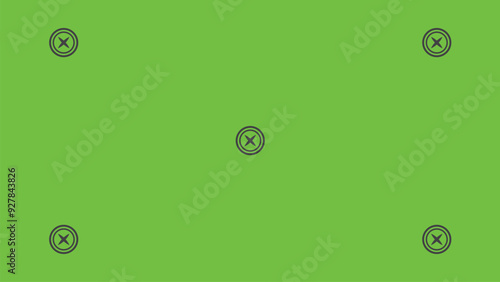 Green screen background, VFX motion tracking markers. Art design green screen backdrop template. Abstract concept video footage replacement tracking markers element.	