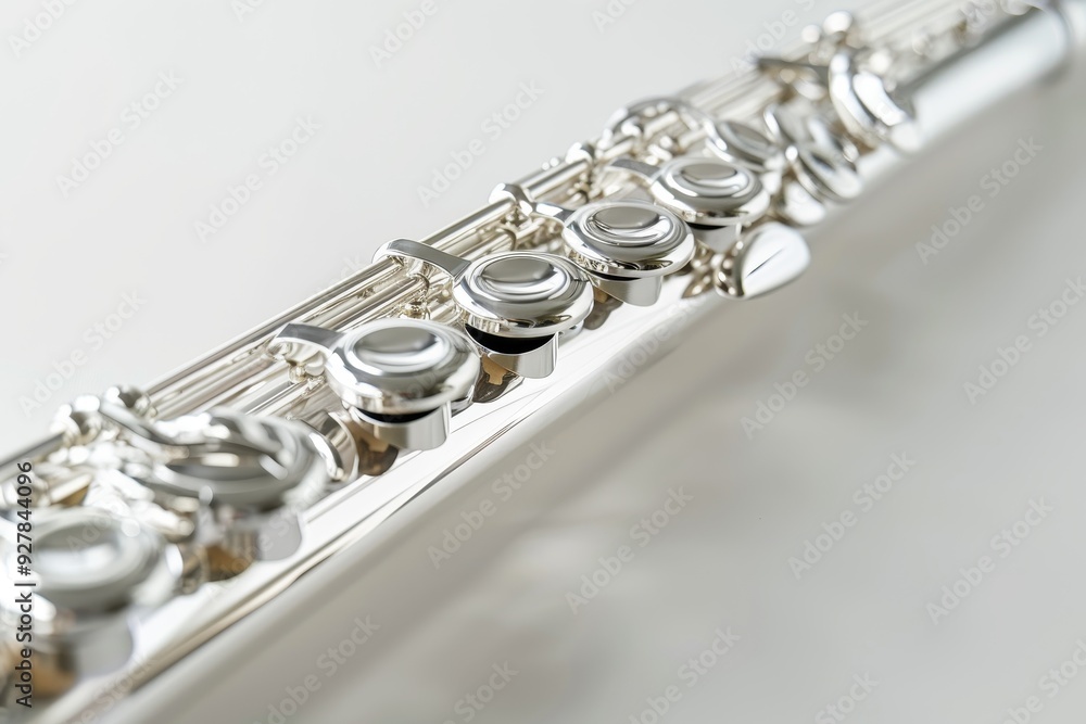 Fototapeta premium Silver flute photo on white background