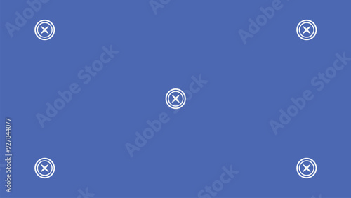 Blue screen background, VFX motion tracking markers. Blue screen backdrop template.