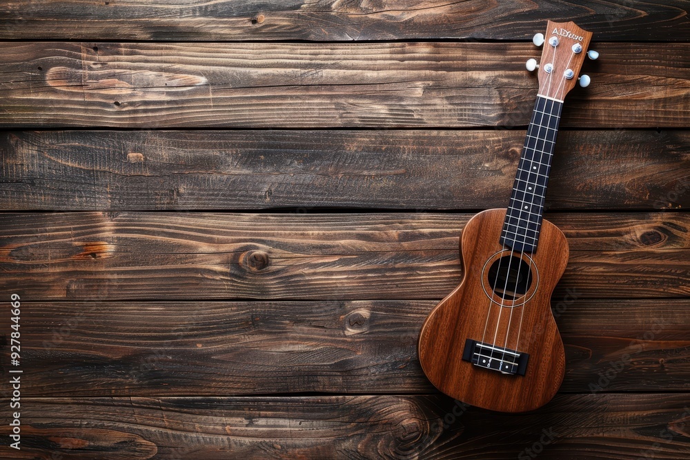 Fototapeta premium Ukulele on dark wood background
