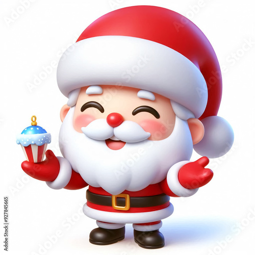 Funny Santa Claus cartoon on white background. Time to celebrate Christmas 