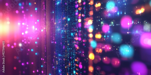 Wallpaper Mural Vibrant multicolored digital screen wall with glowing lights in an urban environment at night Torontodigital.ca