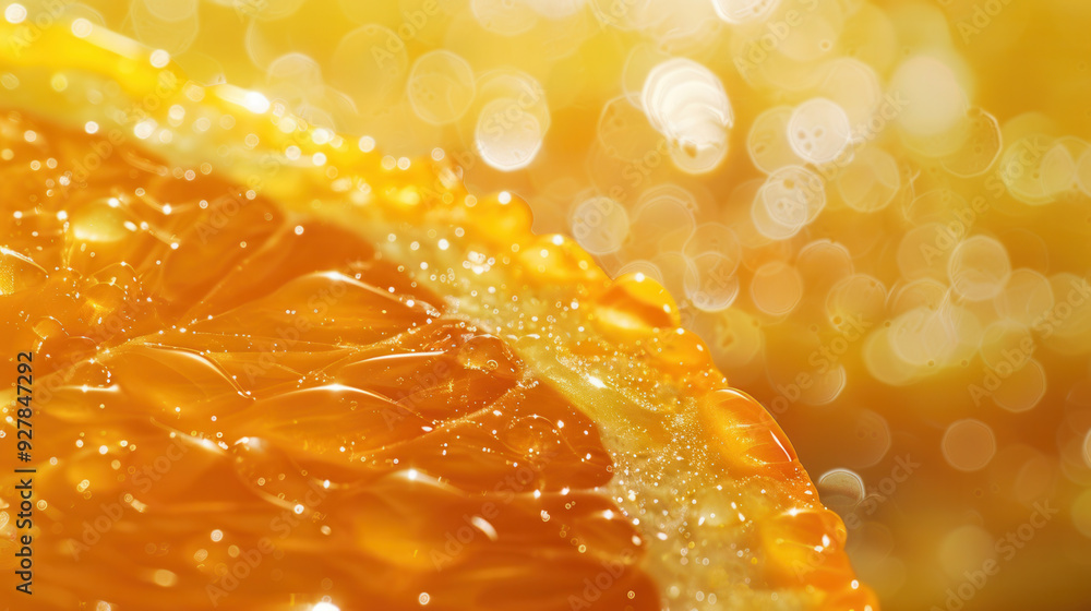 Fresh juicy orange fruit slice closeup macro view with texture Fresh juicy orange fruit slice closeup macro view with texture