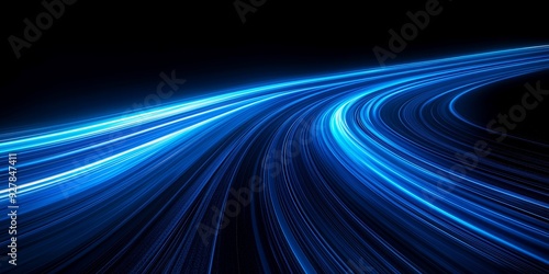 Abstract Blue Lines on Black Background for Simple and Minimalist Tech-Inspired Designs 